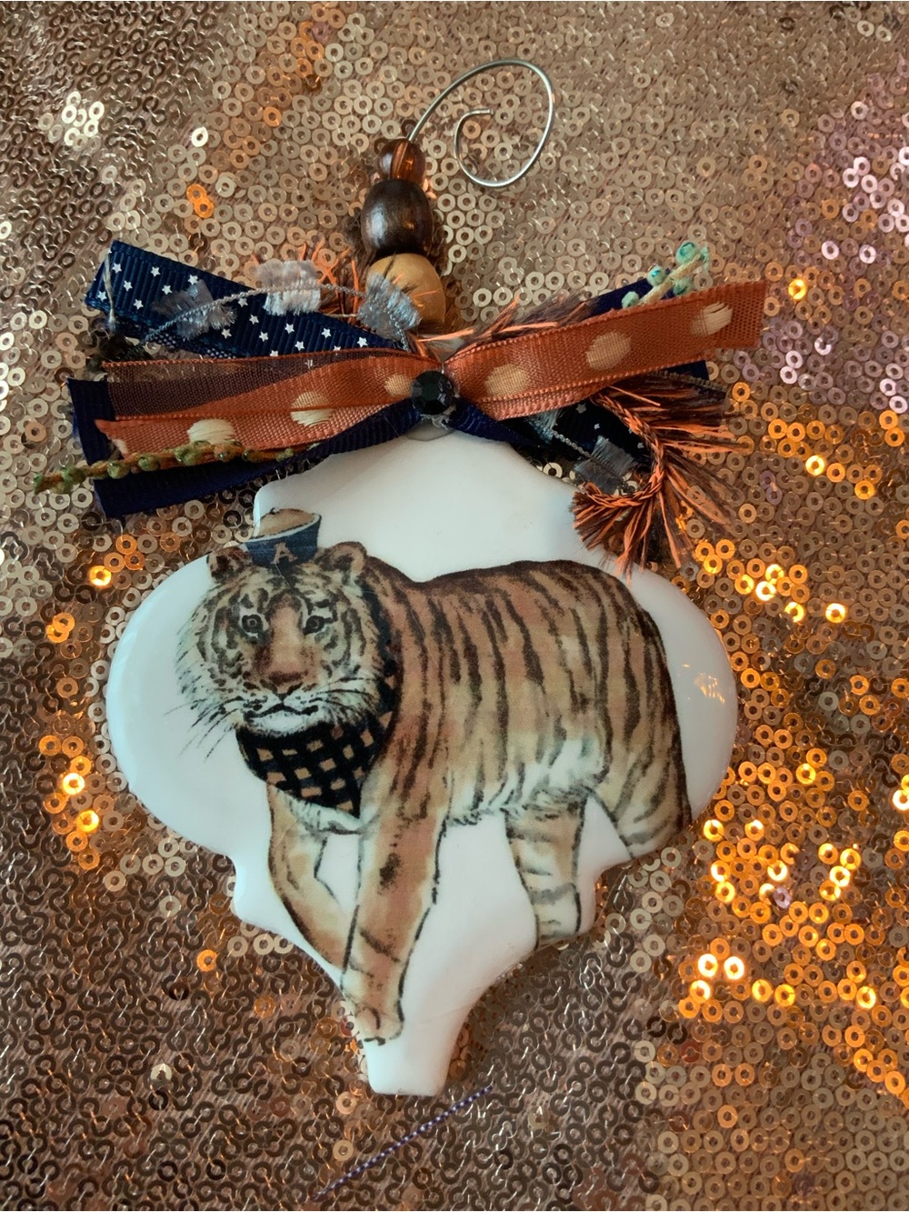 Auburn University Themed / Aubie Hanging Ornament (muted colors)